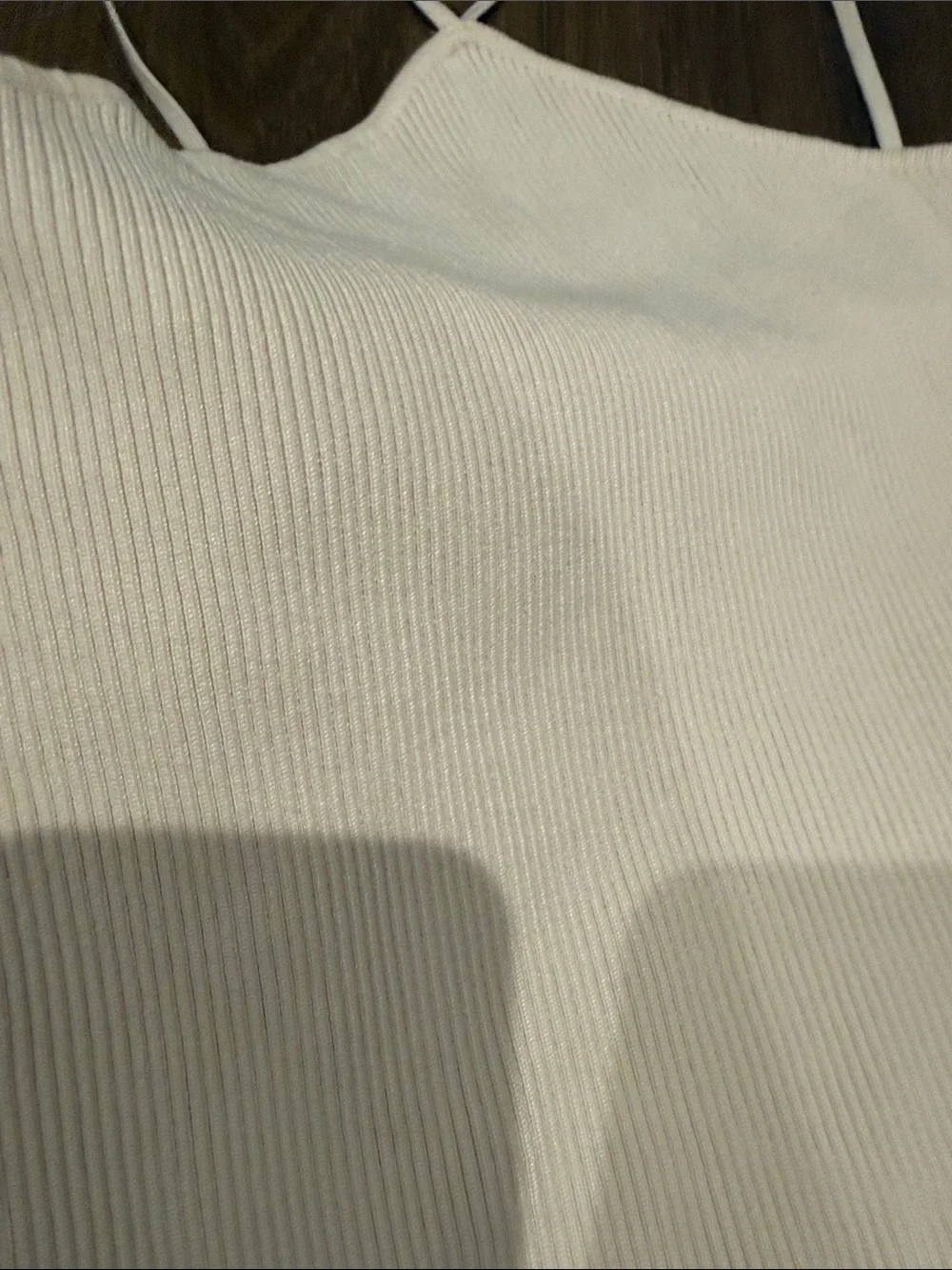 Zara Cream Ribbed Spaghetti-Strap Cami - Picture 2 of 4